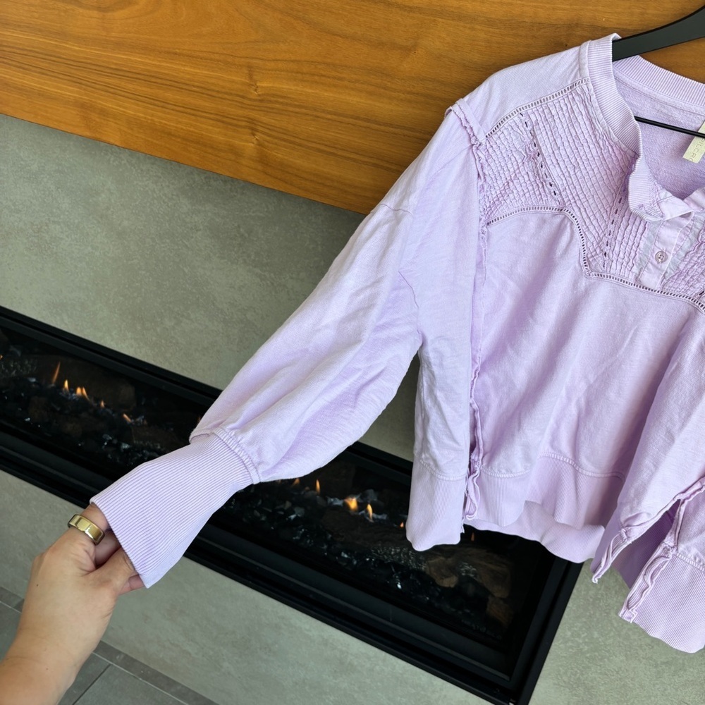 Anthropology Pilco PIntuck Pullover In Lavender, Size XS - Picture 9 of 11
